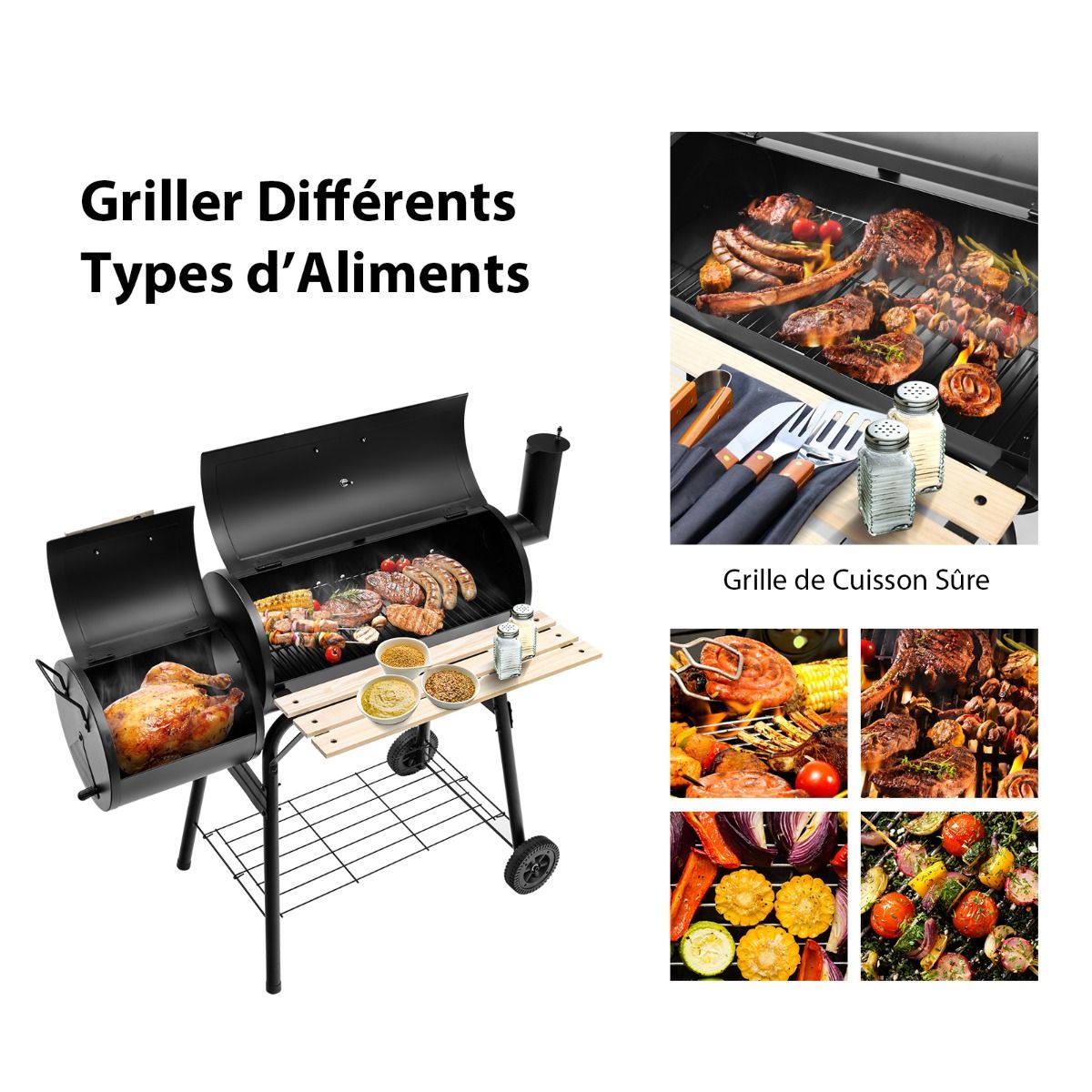 Barbecue à Charbon Portable avec Fumoir